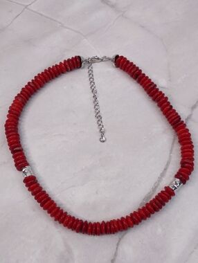 Sunwest Red Coral Necklace with Sterling Silver Accents